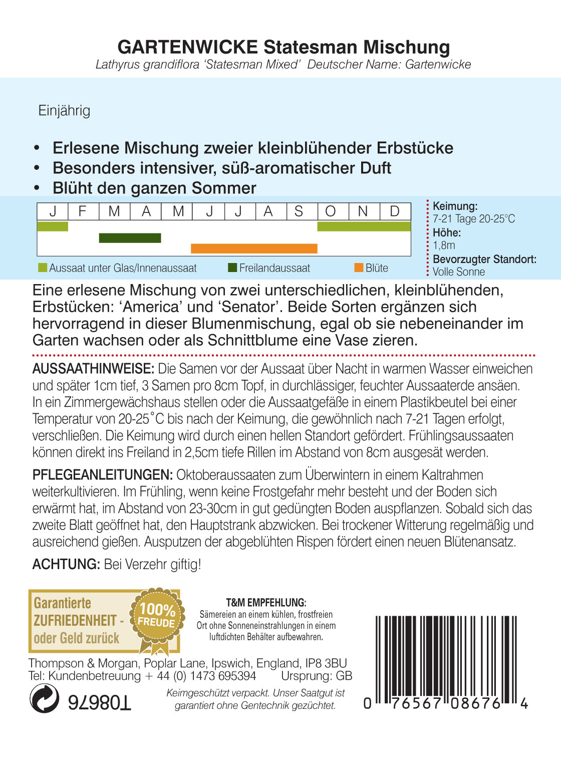 Gartenwicke Statesman Mischung