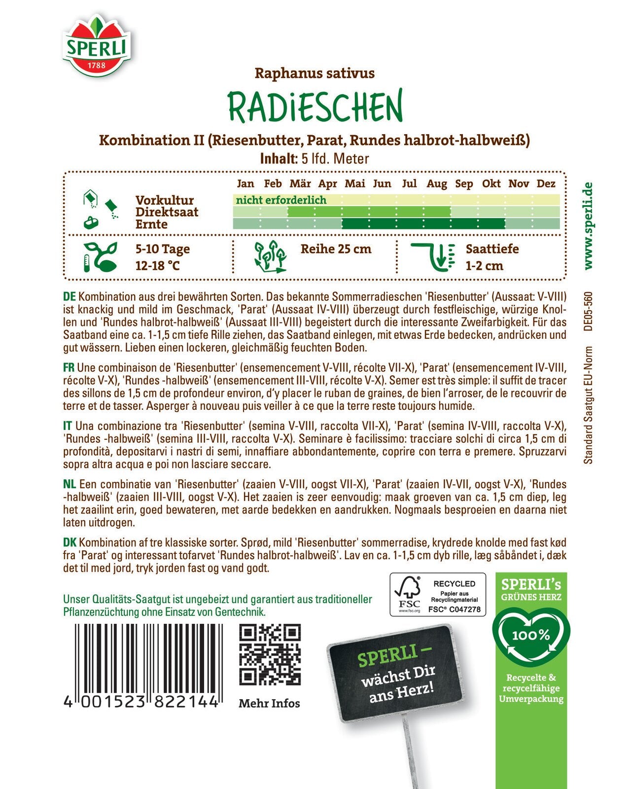 Radies Kombination II, 3 Sorten