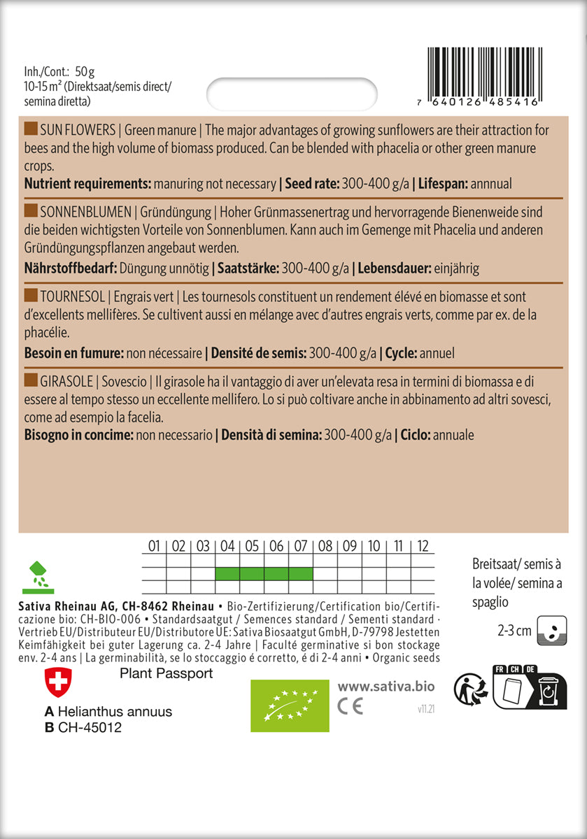 BIO Gründüngung Sonnenblumen