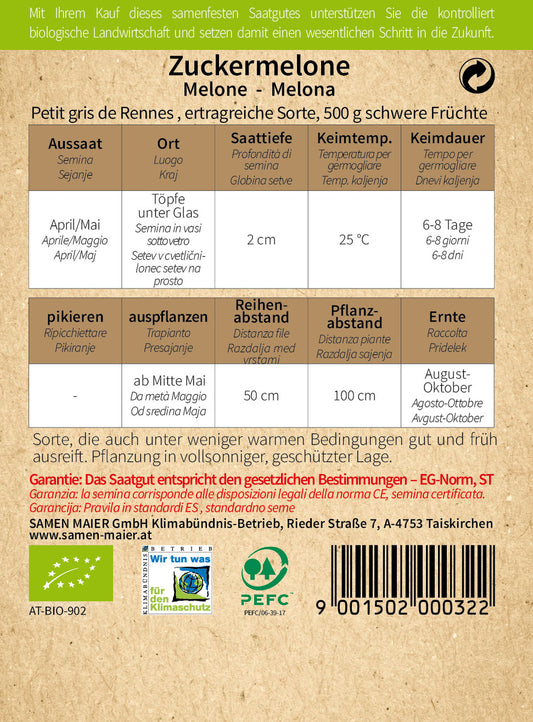 BIO Zuckermelone Petit Gris De Rennes