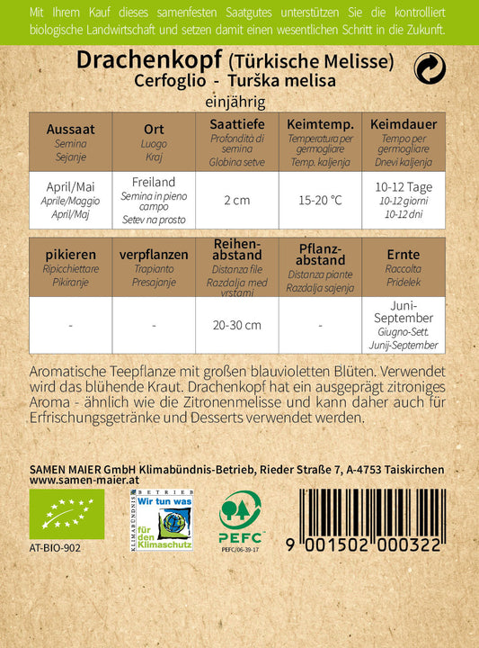 BIO Drachenkopf (türk.Melisse)