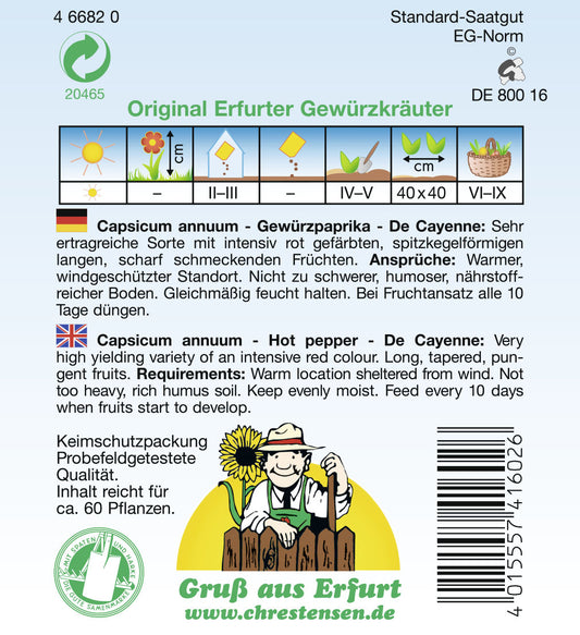 Gemüsepaprika De Cayenne