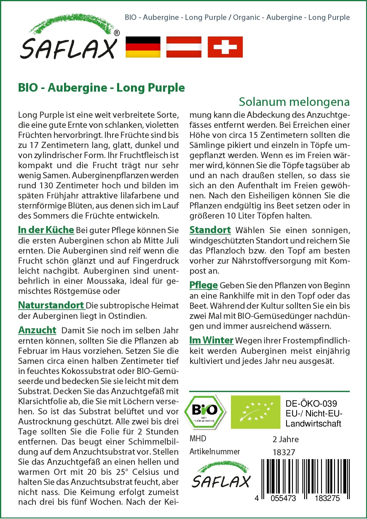 BIO Aubergine Long Purple