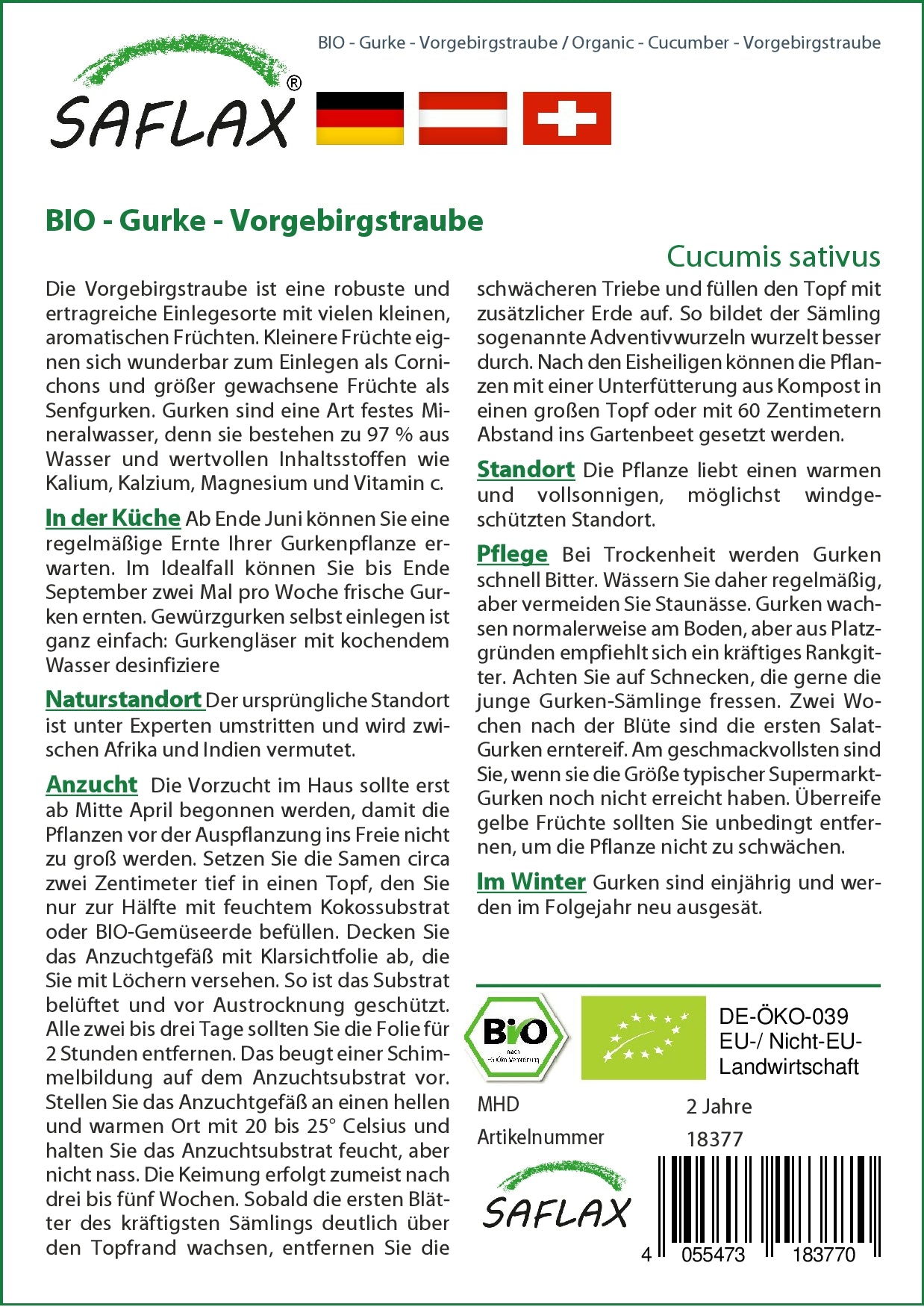 BIO Gurke Vorgebirgstraube