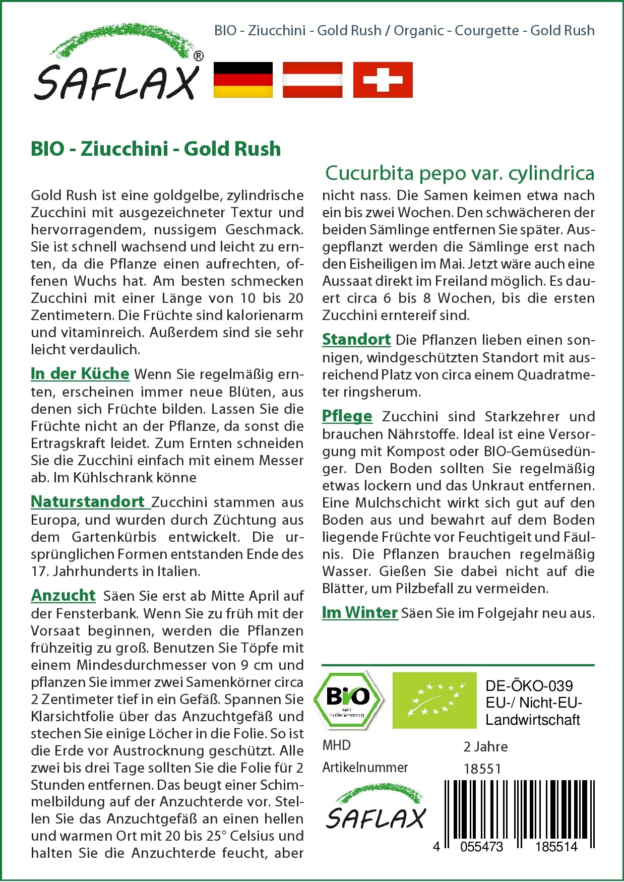 BIO Zucchini Gold Rush