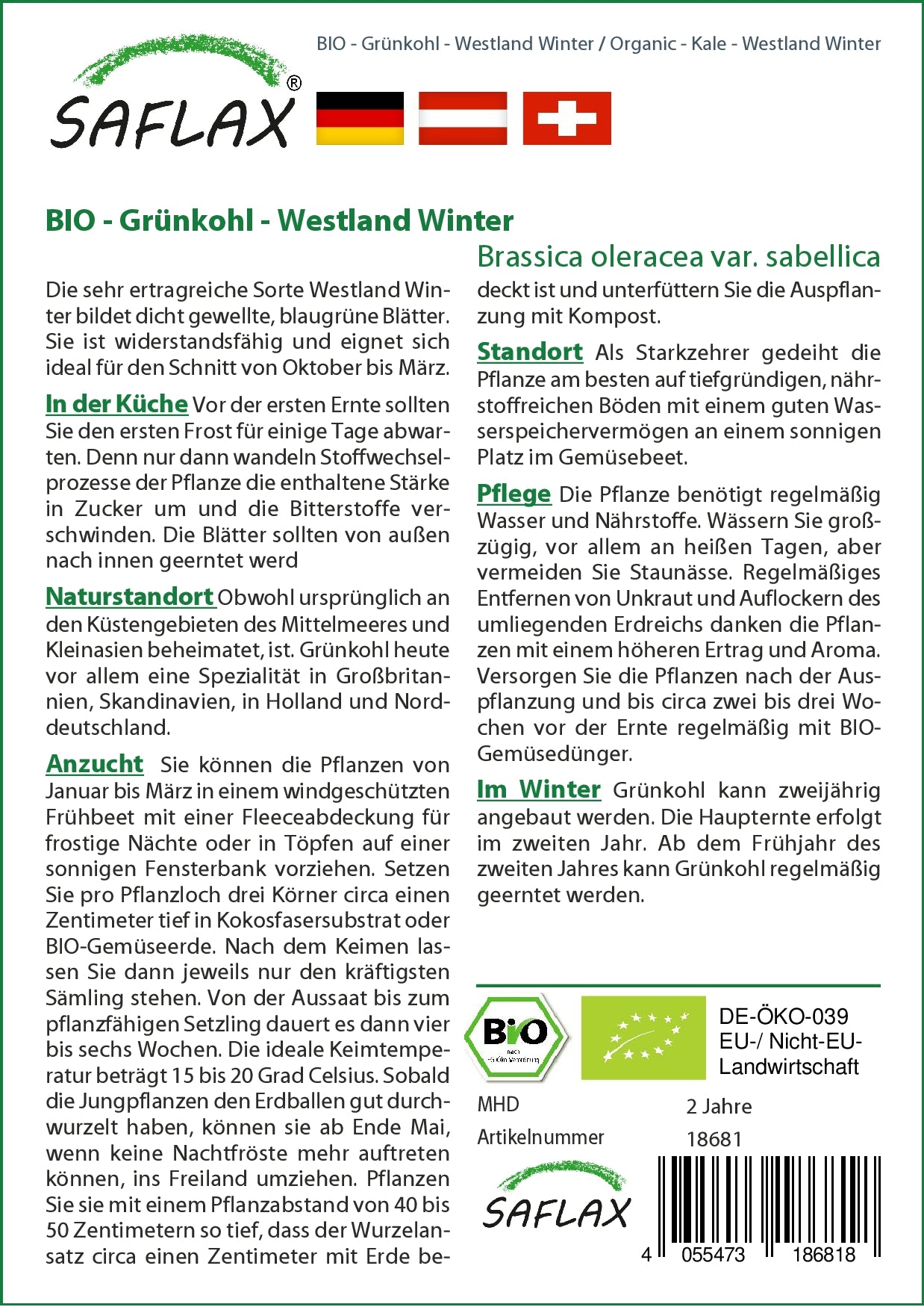 BIO Grünkohl Westland Winter