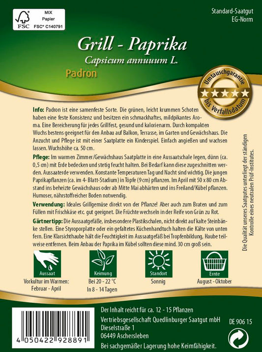 Grill-Paprika Padron (Saatplatte)