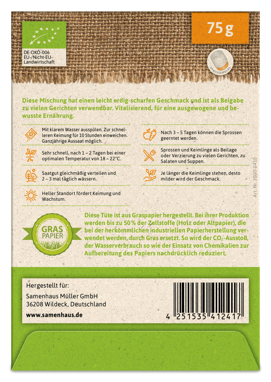 BIO Keimsprossen Power-Mischung (Linsen, Senf Und Bockshornklee)