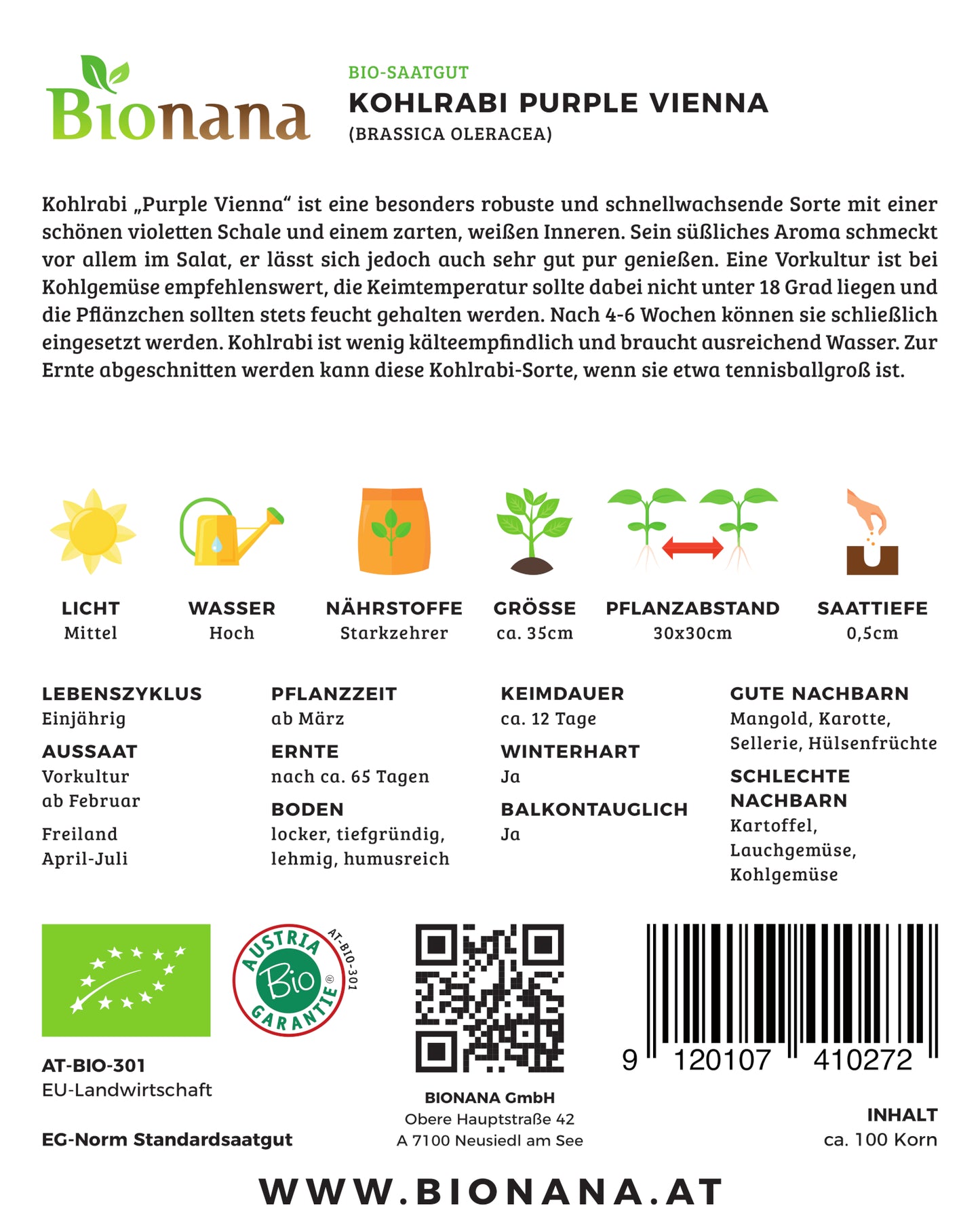 BIO Kohlrabi Purple Vienna