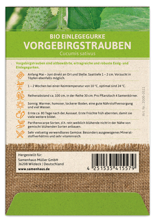 BIO Einlegegurke Vorgebirgstrauben