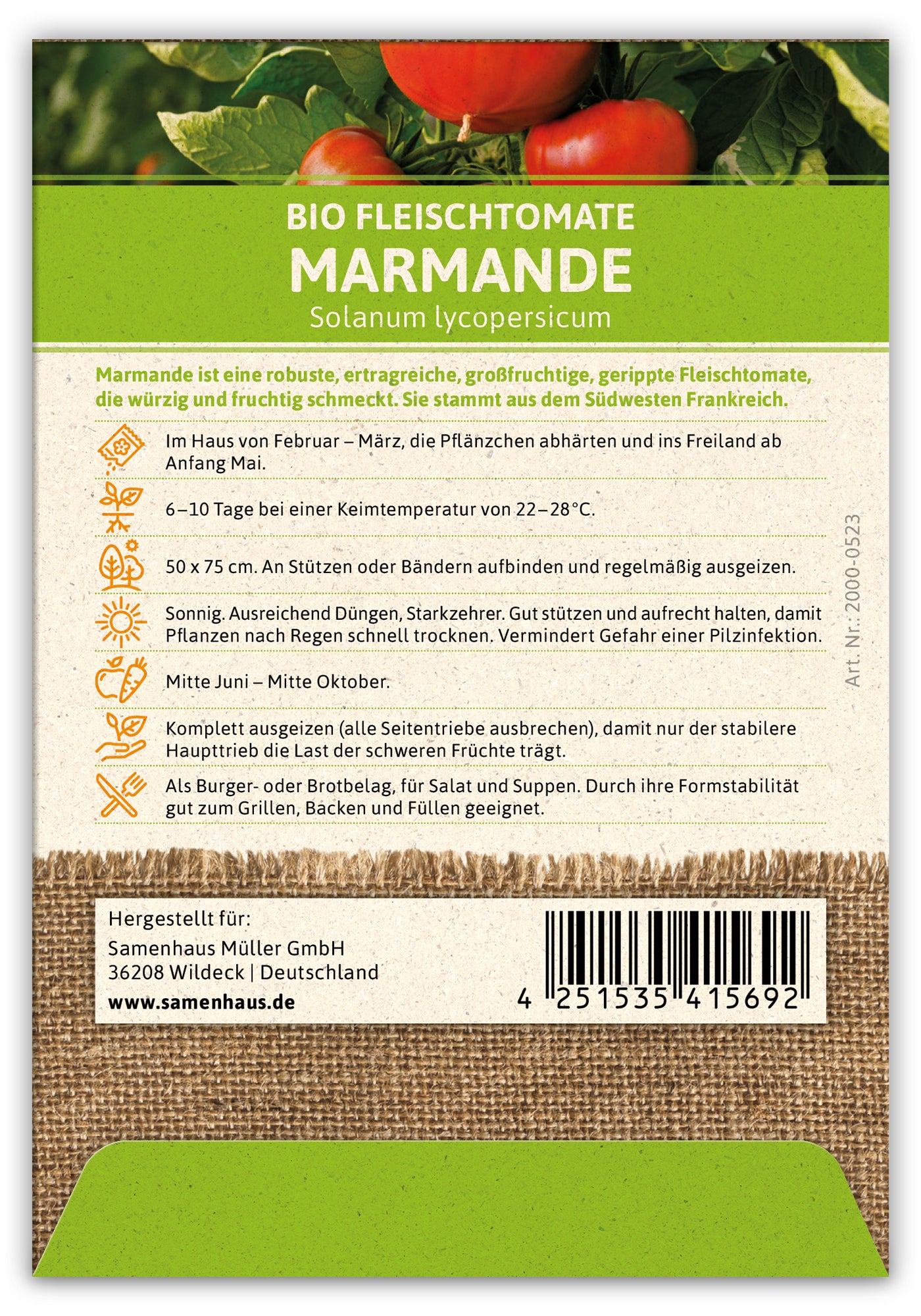 BIO Fleischtomate Marmande (100 Stück)