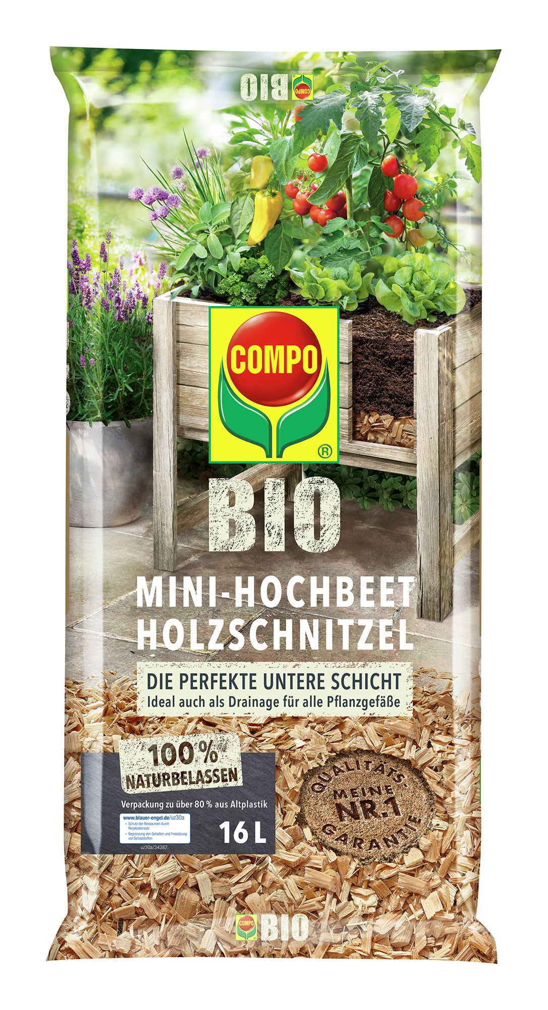 Compo BIO Mini-Hochbeet Holzschnitzel (16 L)