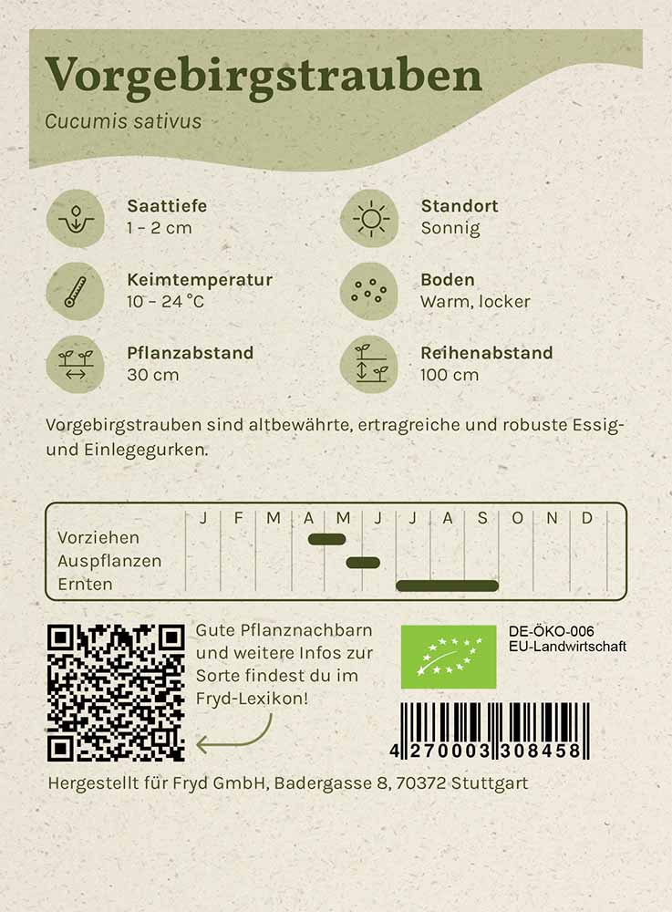 Fryd BIO Einlegegurke Vorgebirgstrauben