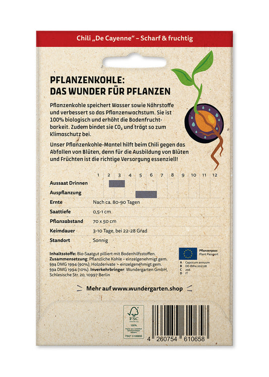 BIO Saatgut Mit Pflanzenkohle-Mantel Chili De Cayenne