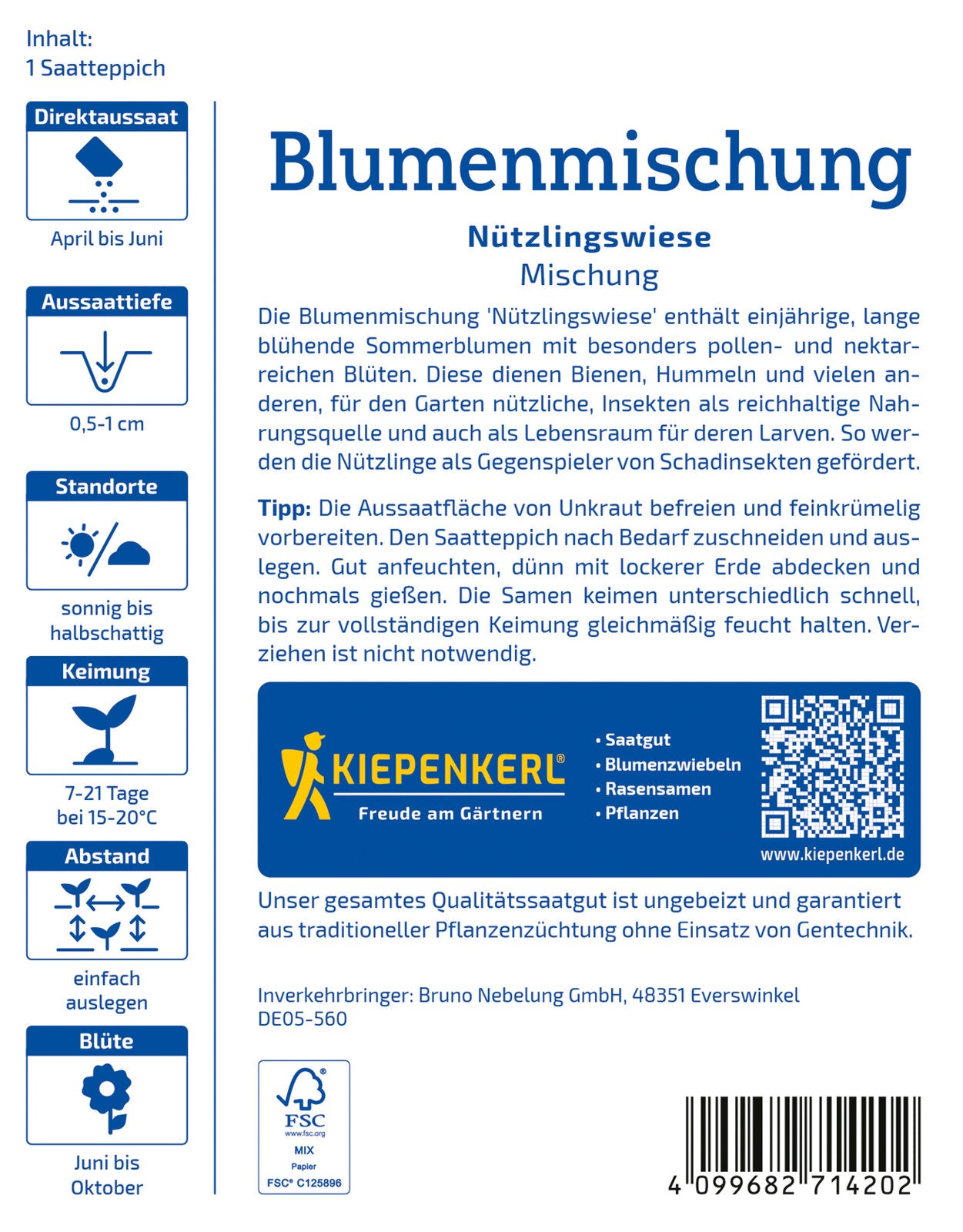 Blumen-Mischung Nützlingswiese (Saatteppich)