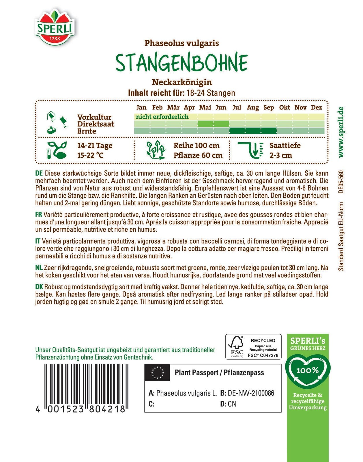  Stangenbohne Neckarkönigin