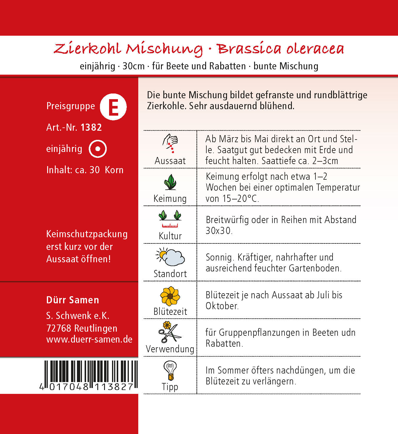  Zierkohl Mischung Von Dürr Samen