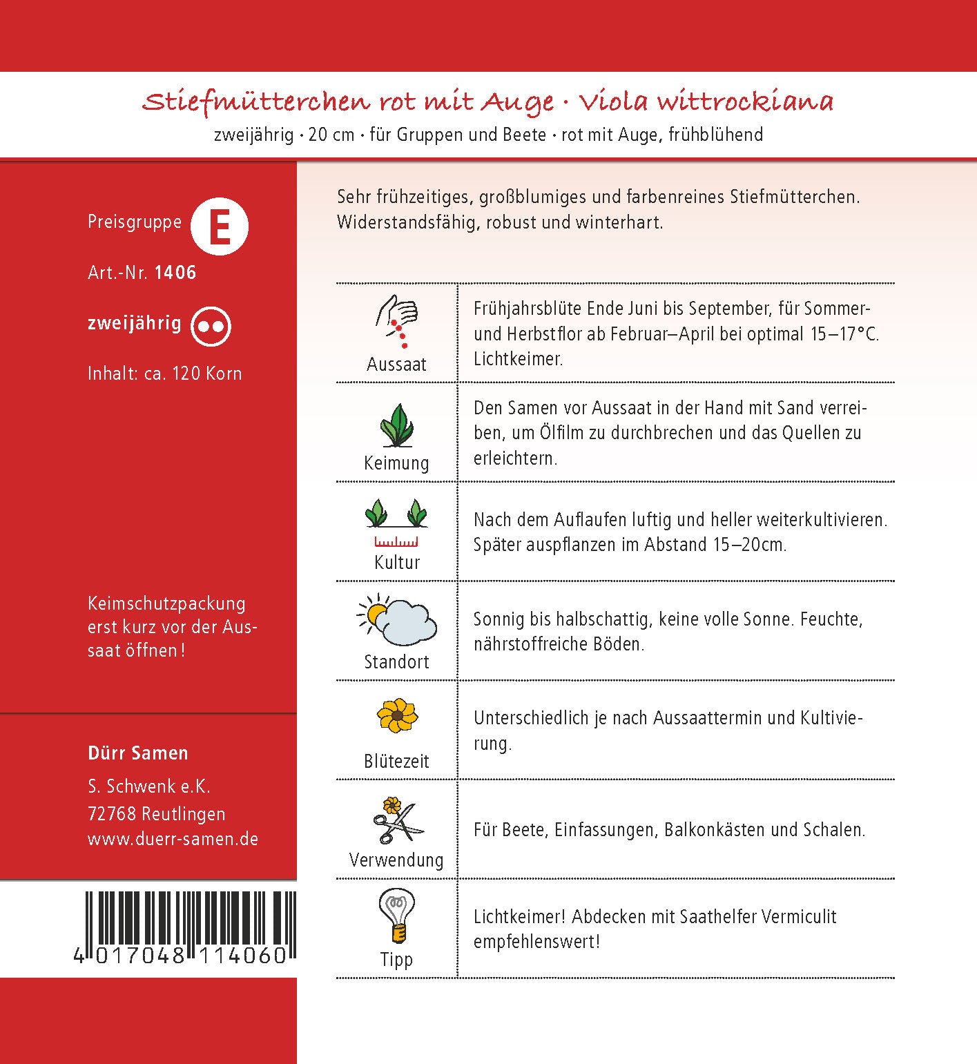  Stiefmütterchen Rot Mit Auge