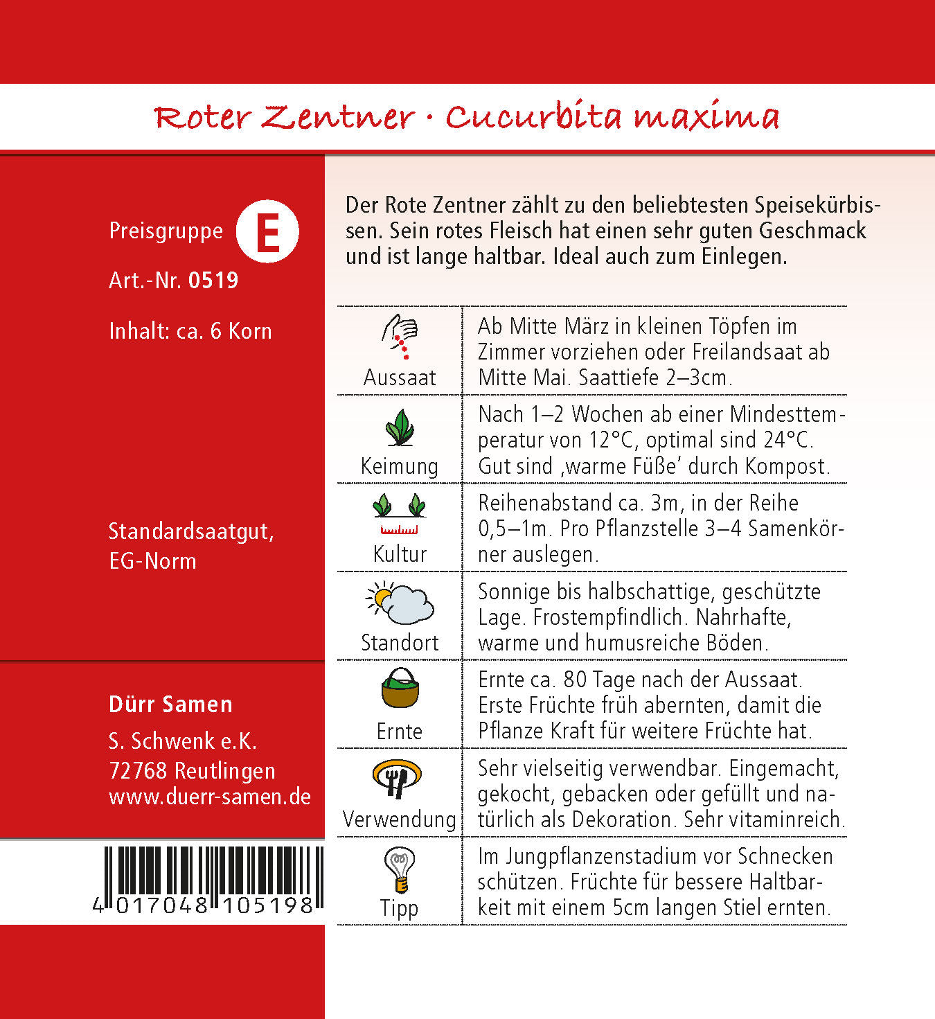  Kürbis Roter Zentner