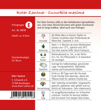  Kürbis Roter Zentner