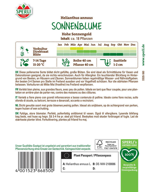  Sonnenblume Hohe Sonnengold [MHD 01/2026]
