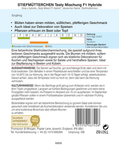  Stiefmütterchen Tasty Mischung F1 Hybrid