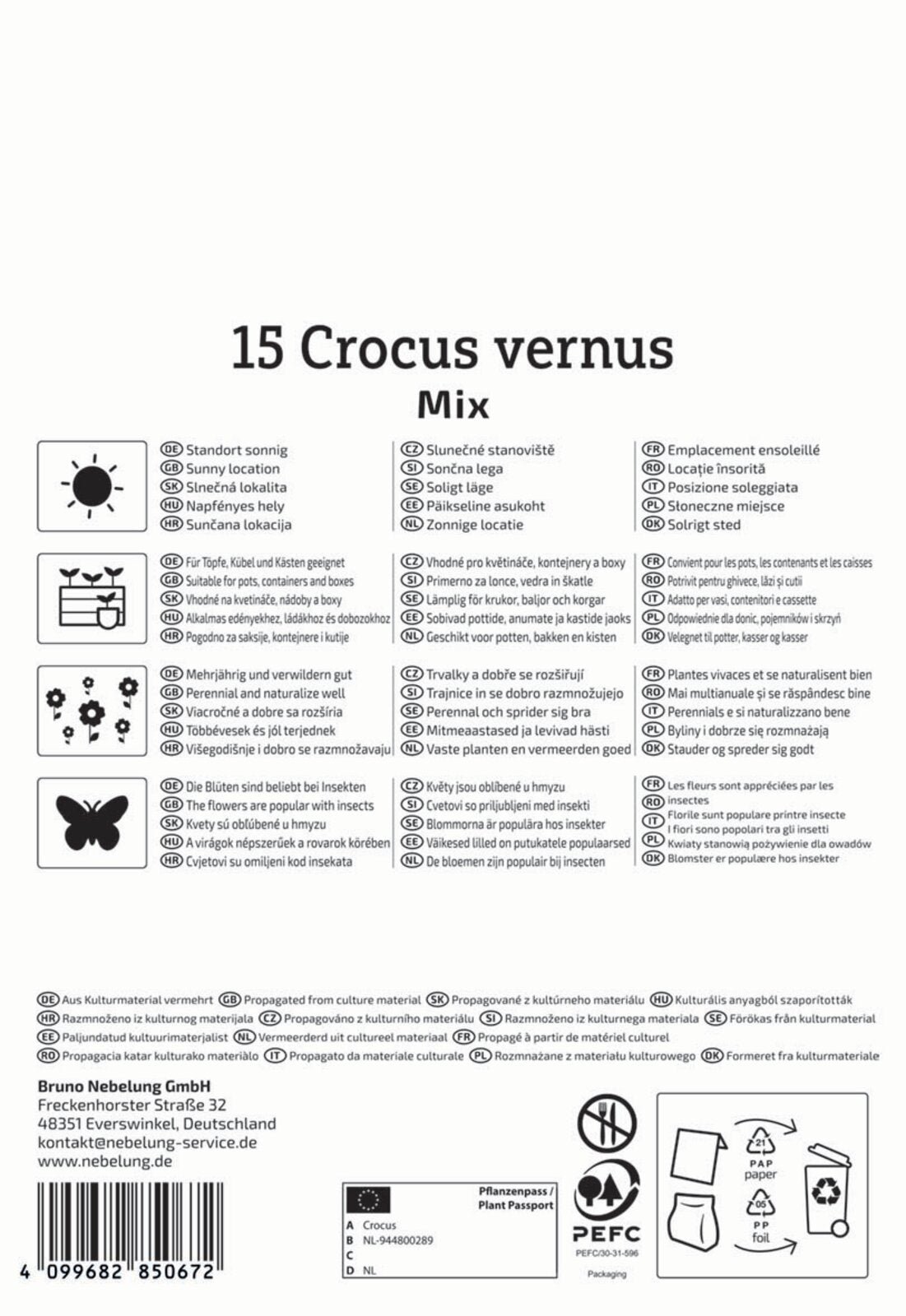  Großblumiger Krokus Mischung (15 Stück)