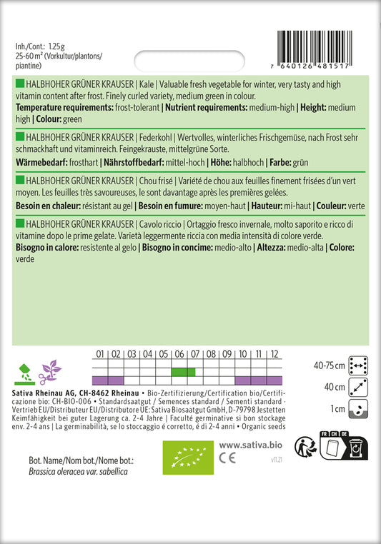  BIO Federkohl / Grünkohl Halbhoher Grüner Krauser [MHD 12/2025]