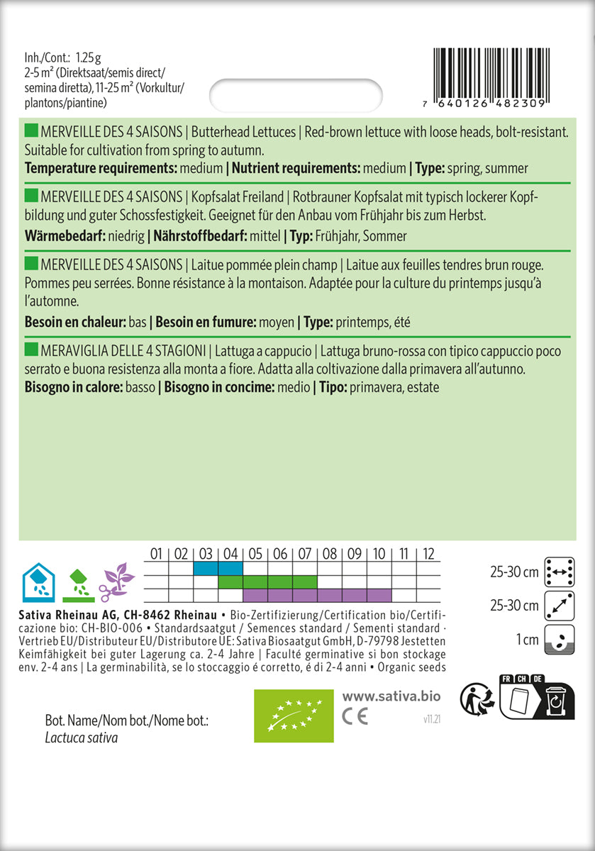  BIO Kopfsalat Freiland Merveille Des 4 Saisons [MHD 12/2025]
