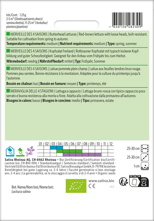  BIO Kopfsalat Freiland Merveille Des 4 Saisons [MHD 12/2025]