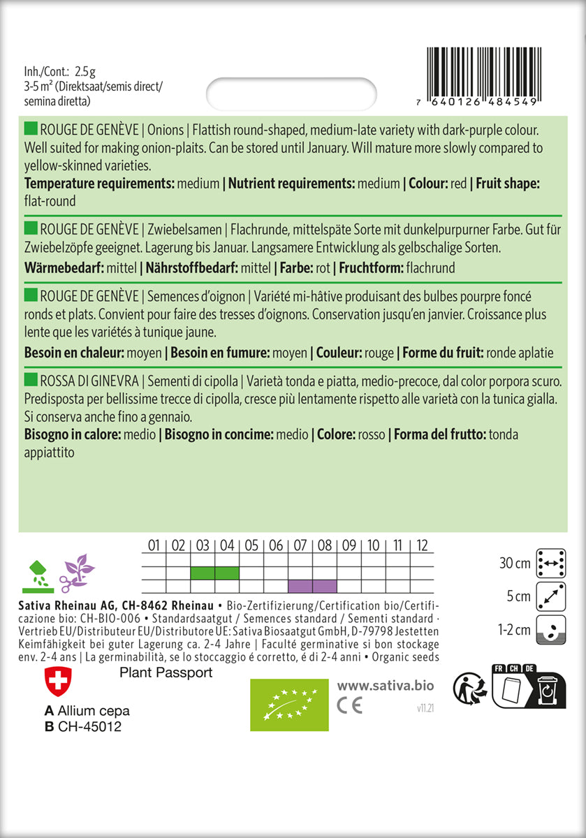  BIO Zwiebelsamen Rouge De Genève [MHD 12/2025]