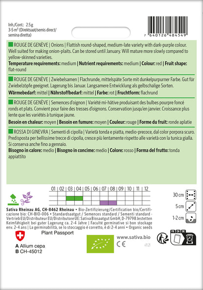  BIO Zwiebelsamen Rouge De Genève [MHD 12/2025]