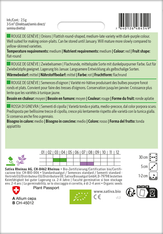  BIO Zwiebelsamen Rouge De Genève [MHD 12/2025]