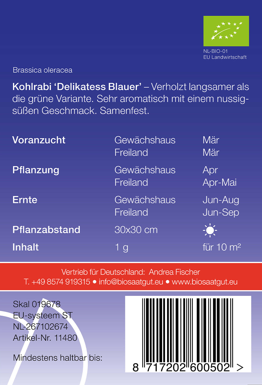 BIO Kohlrabi Delikatess Blauer [MHD 12/2025]