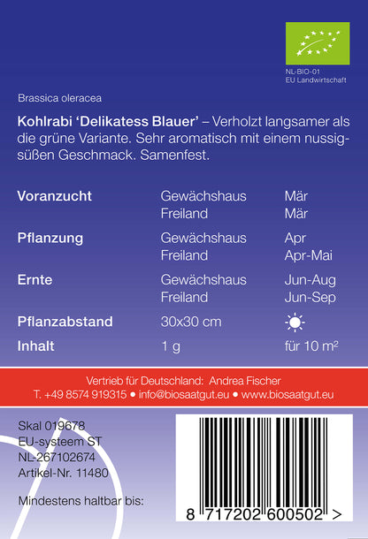  BIO Kohlrabi Delikatess Blauer [MHD 12/2025]