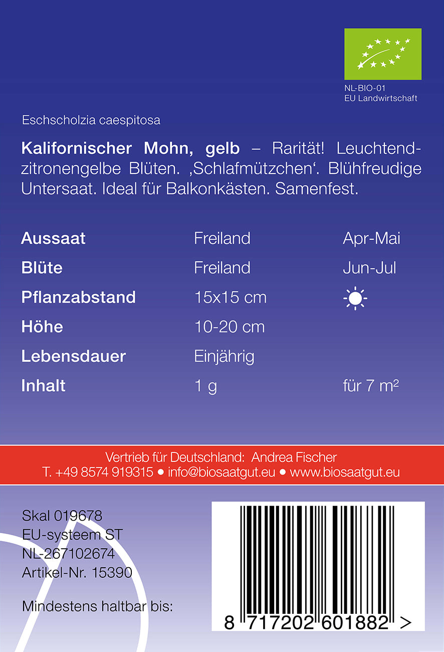  BIO Kalifornischer Mohn Gelb [MHD 12/2025]