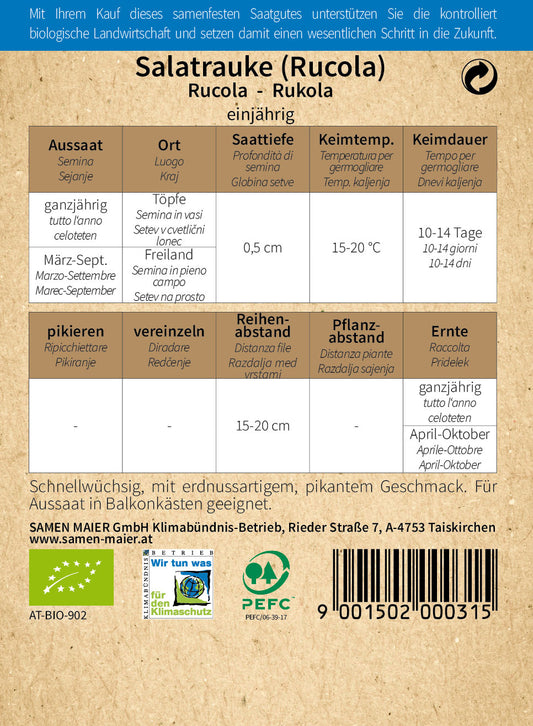  BIO Salatrauke (Rucola) Einjährig [MHD 12/2025]