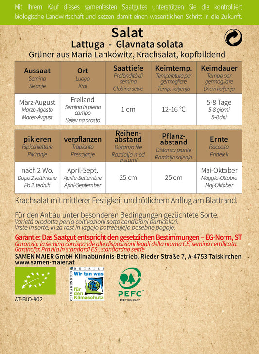  BIO Salat Grüner Aus Maria Lankowitz [MHD 12/2025]