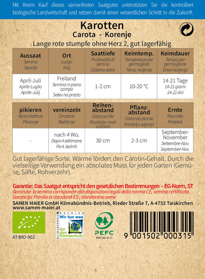  BIO Lange Rote Stumpfe O. Herz 2 Möhre