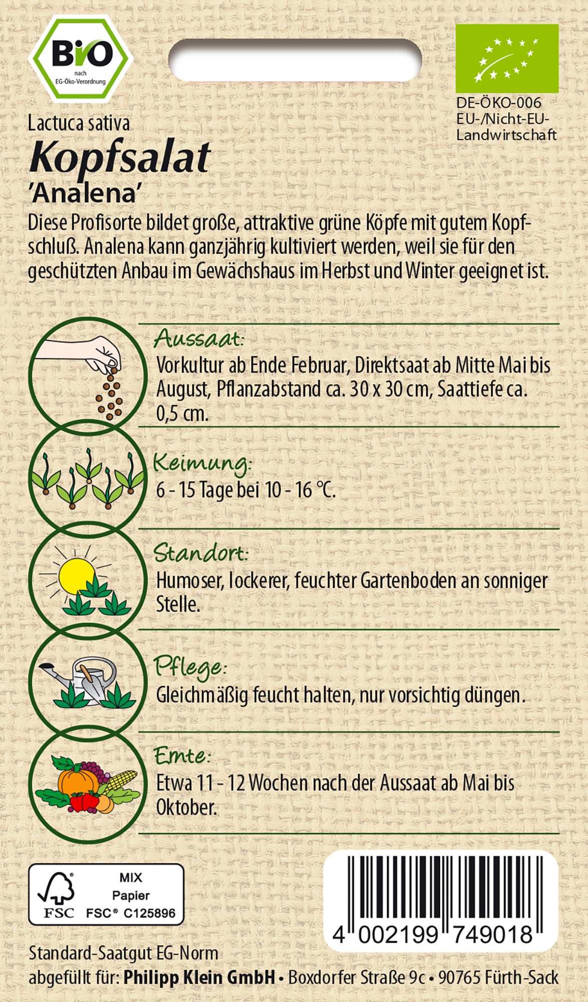  BIO Kopfsalat Analena [MHD 01/2024]