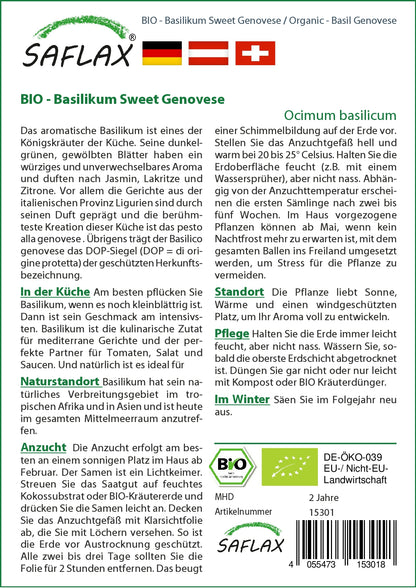  BIO Basilikum Sweet Genovese [MHD 12/2024]
