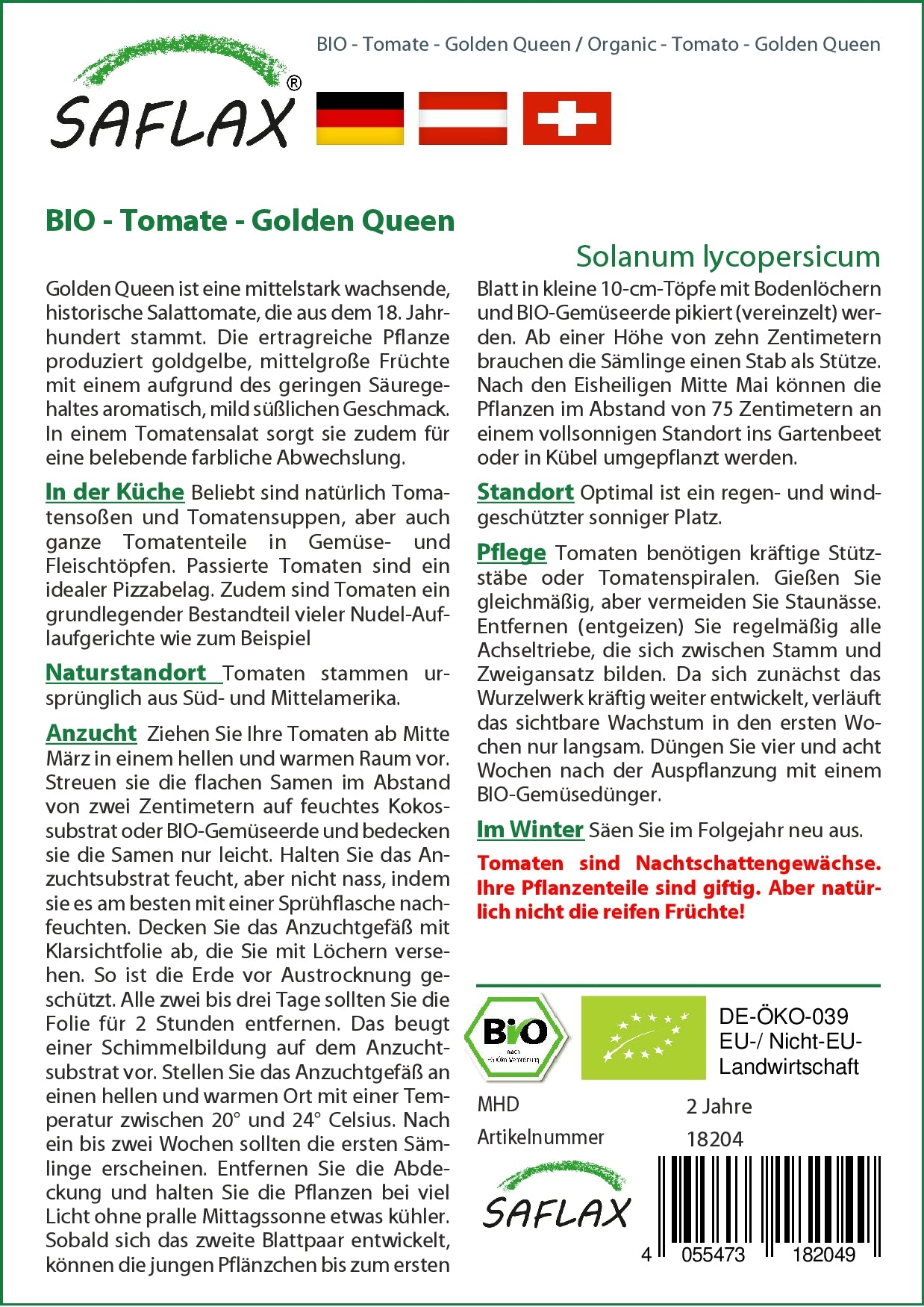  BIO Tomate Golden Queen