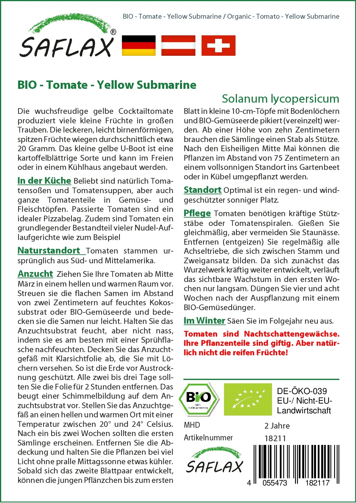  BIO Tomate Yellow Submarine