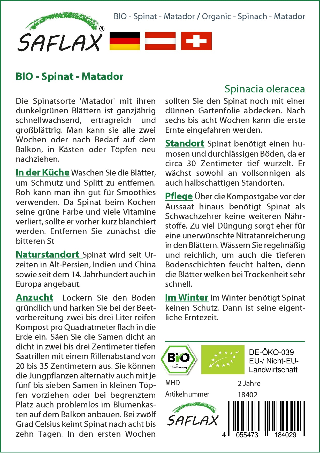 BIO Spinat Matador