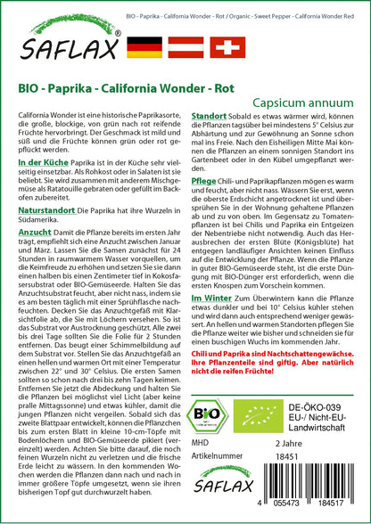  BIO Paprika California Wonder Rot