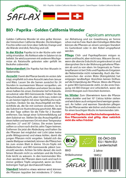  BIO Paprika Golden California Wonder