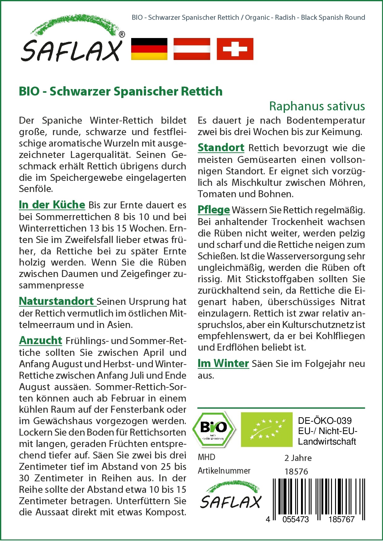 BIO Schwarzer Spanischer Rettich [MHD 06/2024]