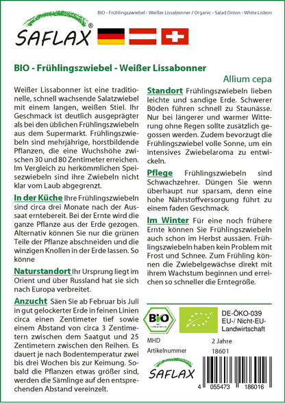  BIO Frühlingszwiebel Weißer Lissabonner