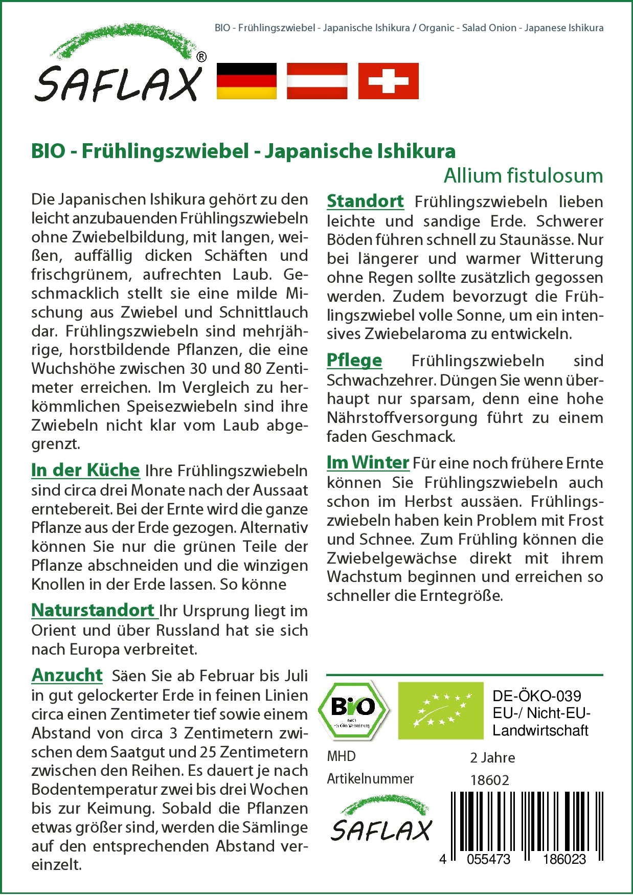  BIO Frühlingszwiebel Japanische Ishikura