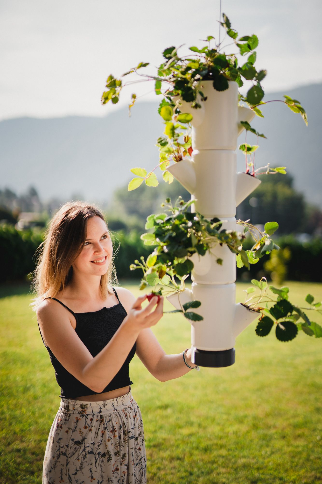  SISSI STRAWBERRY Erdbeerturm Hanging Weiß (4 Etagen)